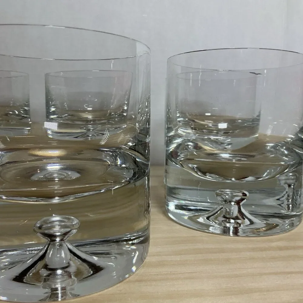 HTF CRATE & BARREL POLAND CLEAR KROSNO BUBBLE DOF GLASS Set Of 6
